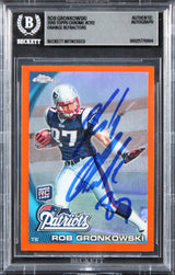 Patriots Rob Gronkowski Signed 2010 Topps Chrome OR #C112 Rookie Card BAS Slab