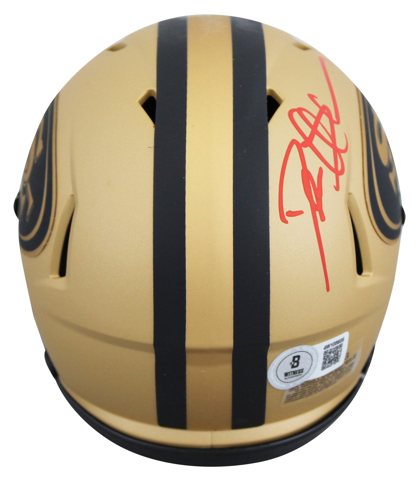 49ers Deion Sanders Authentic Signed Rave Speed Mini Helmet BAS Witnessed