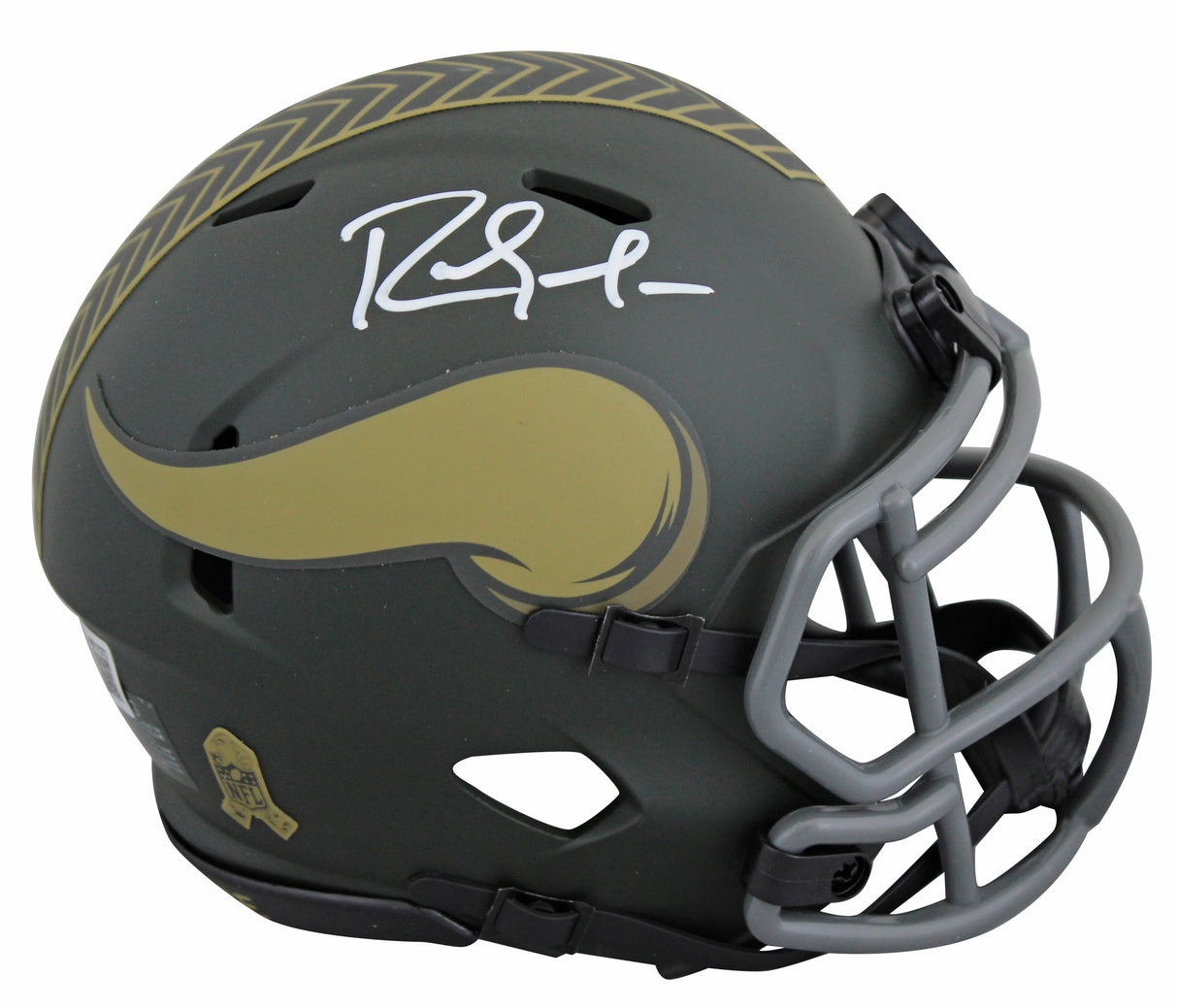 Vikings Randy Moss Signed Salute to Service IV Speed Mini Helmet W/ Case BAS Wit