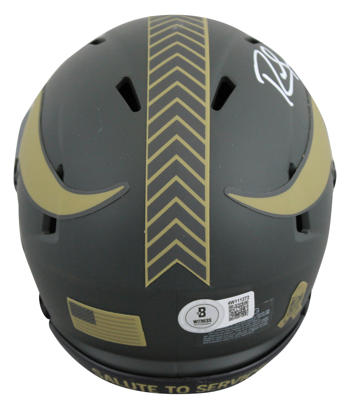 Vikings Randy Moss Signed Salute to Service IV Speed Mini Helmet BAS Witnessed