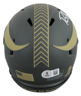 Vikings Randy Moss Signed Salute to Service IV Speed Mini Helmet BAS Witnessed