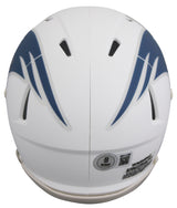 Patriots Randy Moss Signed 2025 On-Field Alt Speed Mini Helmet W/ Case BAS Wit