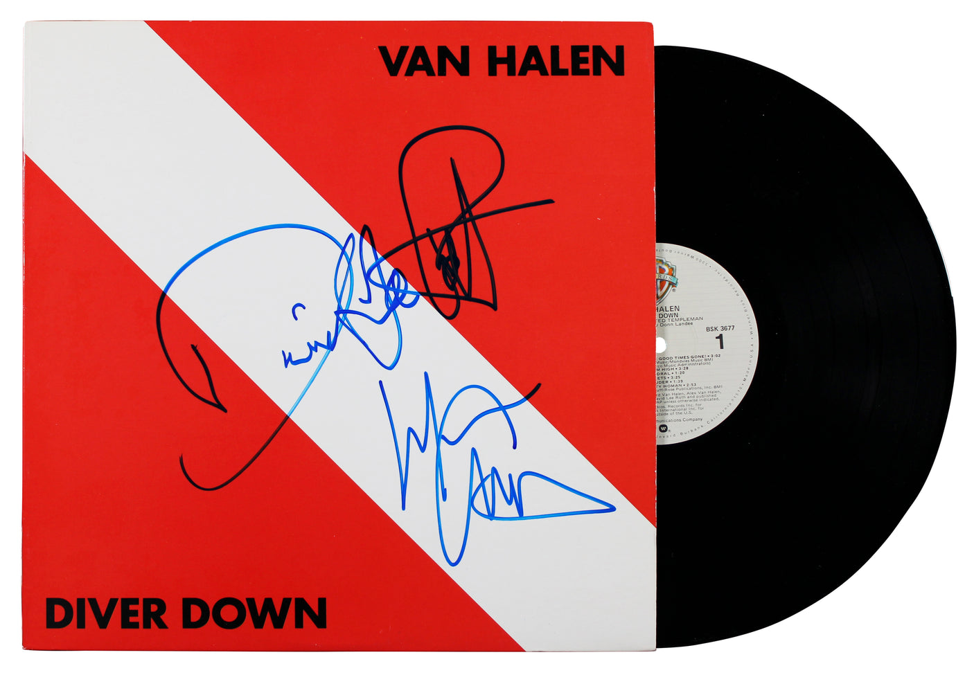 David Lee Roth & Michael Anthony Signed Diver Down Album w/ Vinyl BAS #AE02788