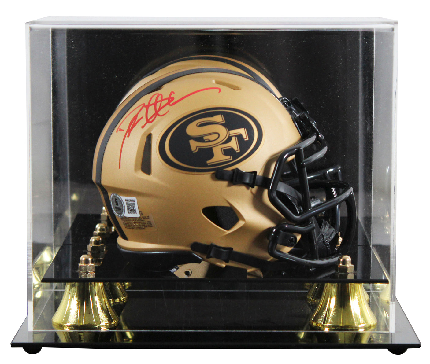 49ers Deion Sanders Authentic Signed Rave Speed Mini Helmet W/ Case BAS Witness