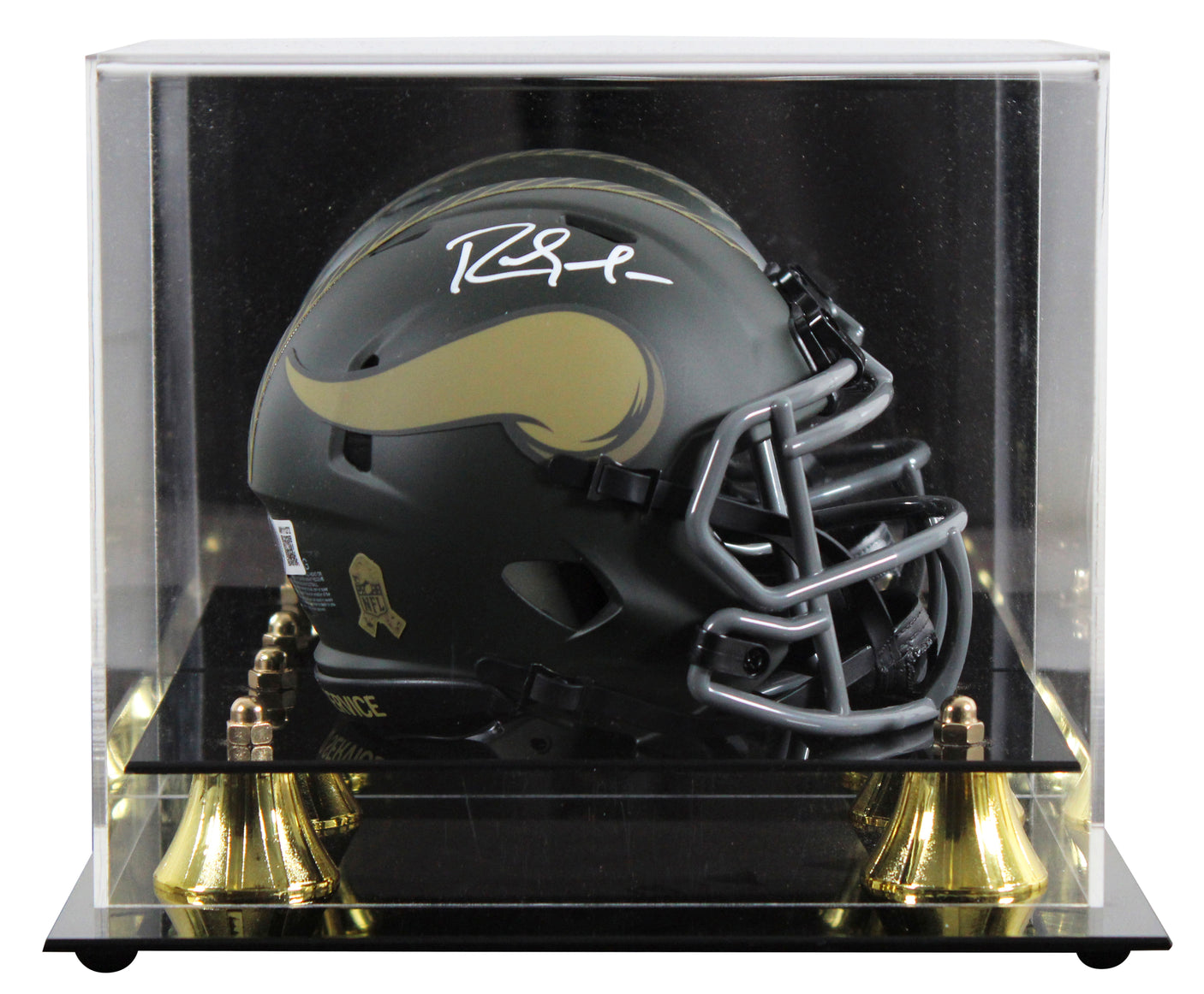 Vikings Randy Moss Signed Salute to Service IV Speed Mini Helmet W/ Case BAS Wit