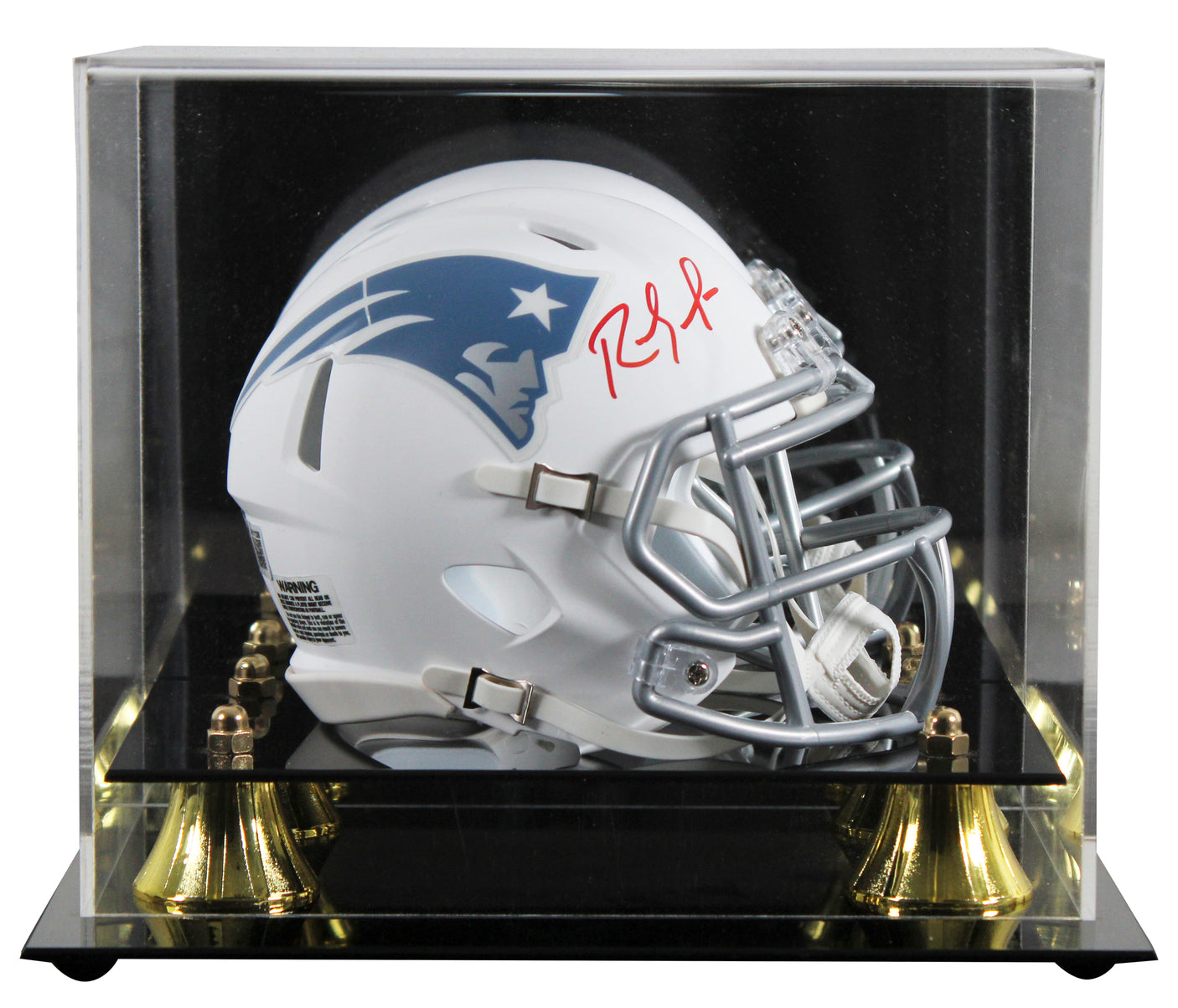 Patriots Randy Moss Signed 2025 On-Field Alt Speed Mini Helmet W/ Case BAS Wit