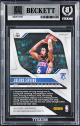 76ers Julius Erving Signed 2024 Panini Prizm Prizms Ice #292 Card BAS Slabbed