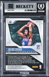 76ers Julius Erving Signed 2024 Panini Prizm Orange Ice #292 Card BAS Slabbed