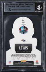 Ravens Ray Lewis "HOF 18" Signed 2021 Panini Mosaic Busted #1 Card BAS Slabbed