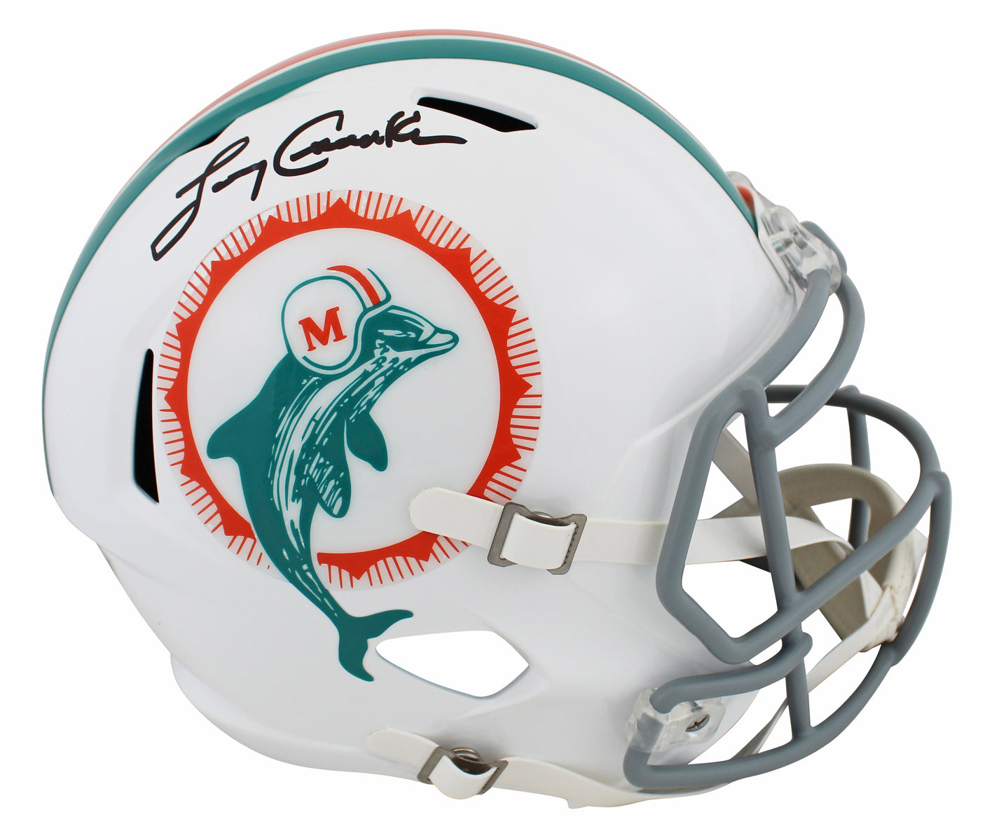 Dolphins Larry Csonka Signed 1972 TB Full Size Speed Rep Helmet W/ Case BAS W