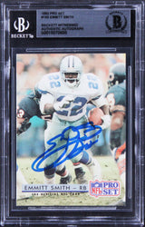 Cowboys Emmitt Smith Authentic Signed 1992 Pro Set #150 Card BAS Slabbed