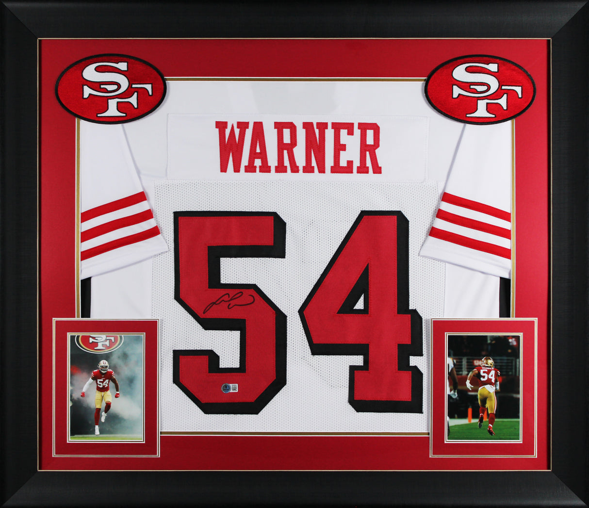 Fred Warner Authentic Signed White Pro Style Framed Jersey w/ Dropshadow BAS