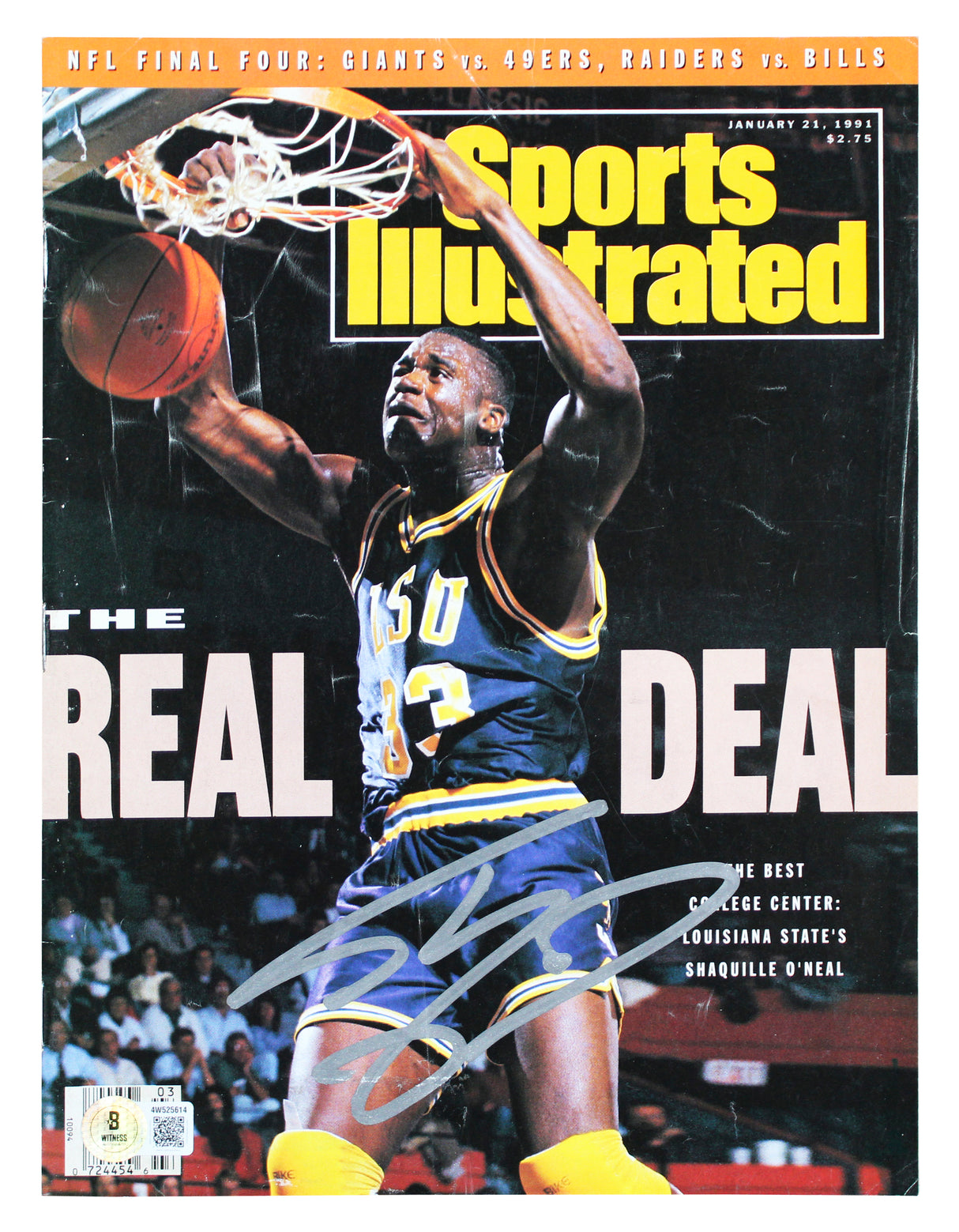 Lakers Shaquille O'Neal Signed January 1991 Sports Illustrated Magazine BAS Wit