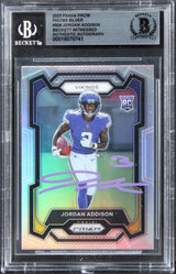 Vikings Jordan Addison Signed 2023 Panini Prizm Silver #368 Card BAS Slabbed