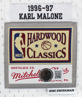 Jazz Karl Malone Signed 1996-97 White Mitchell & Ness Swingman Jersey BAS Wit
