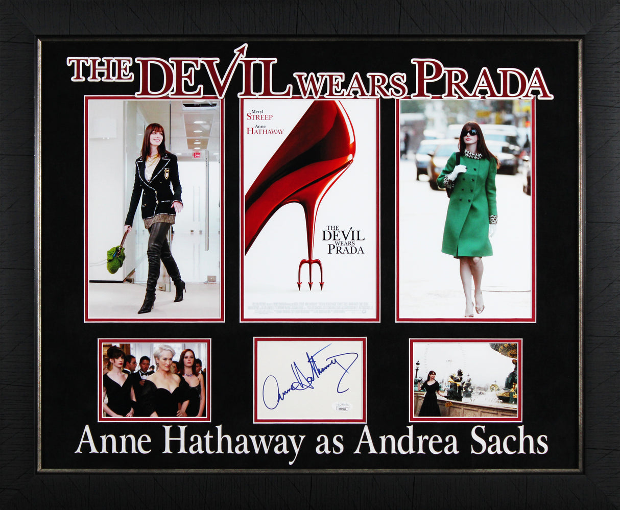 Anne Hathaway The Devil Wears Prada Signed & Framed 4x6 Index Card JSA #HH97629