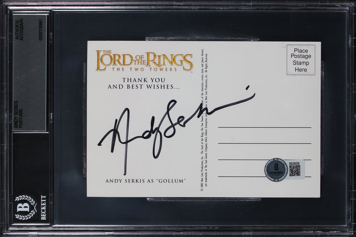 Andy Serkis Lord of the Rings "Best Wishes To You" Signed Postcard BAS Slabbed