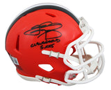 Browns Johnny Manziel "Cleveland Sucks" Signed Speed Mini Helmet W/ Case BAS Wit