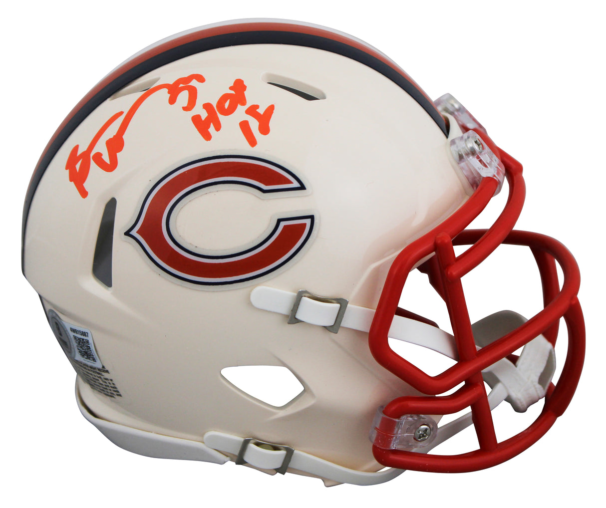 Bears Brian Urlacher "HOF 18" Signed Retro Speed Mini Helmet BAS Witnessed