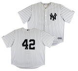 Yankees Mariano Rivera Signed White Pinstripe Majestic Cool Base Jersey BAS Wit