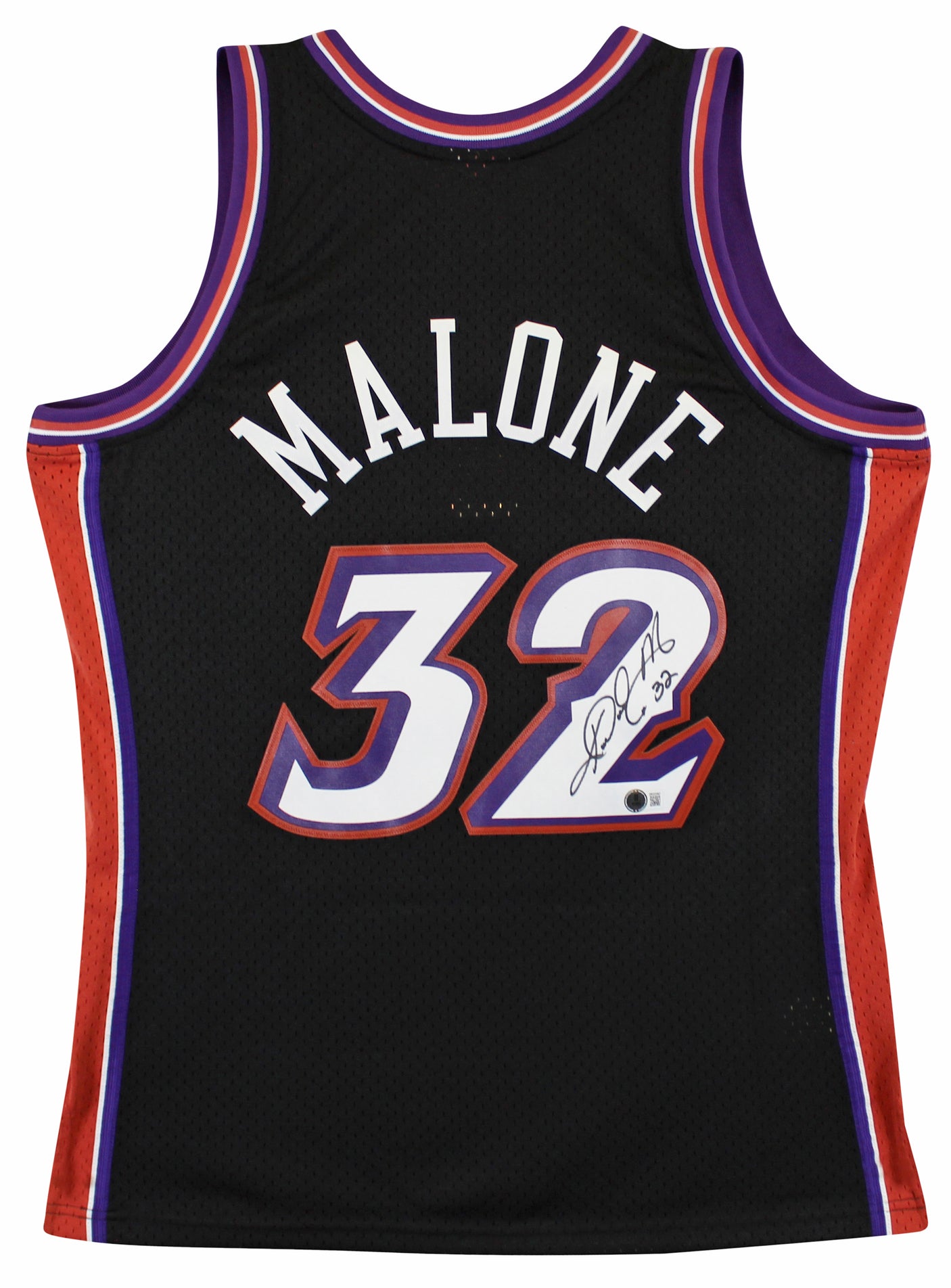 Jazz Karl Malone Signed 1998-99 Black Mitchell & Ness Swingman Jersey BAS Wit