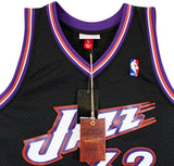 Jazz Karl Malone Signed 1998-99 Black Mitchell & Ness Swingman Jersey BAS Wit