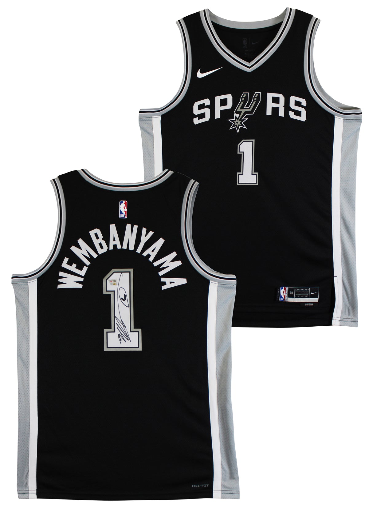 Victor Wembanyama Signed Black Nike Icon Ed. Jersey w/ Alien Sketch Fanatics