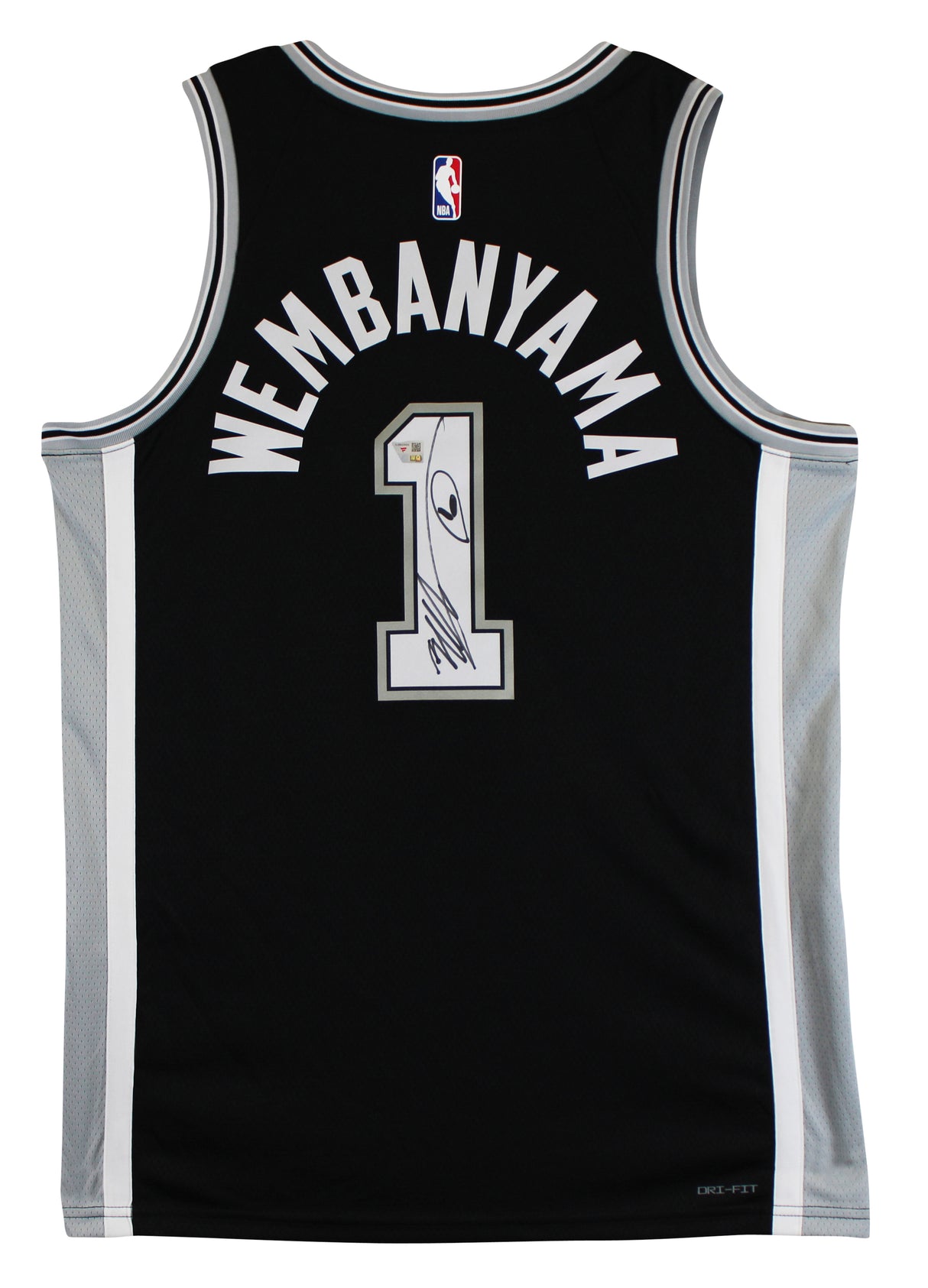 Victor Wembanyama Signed Black Nike Icon Ed. Jersey w/ Alien Sketch Fanatics