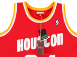Rockets Hakeem Olajuwon "HOF 08" Signed 1993-94 Red M&N Swingman Jersey BAS Wit