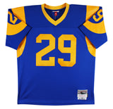 Rams Eric Dickerson "HOF 99" Signed Blue Mitchell & Ness Jersey BAS Witnessed