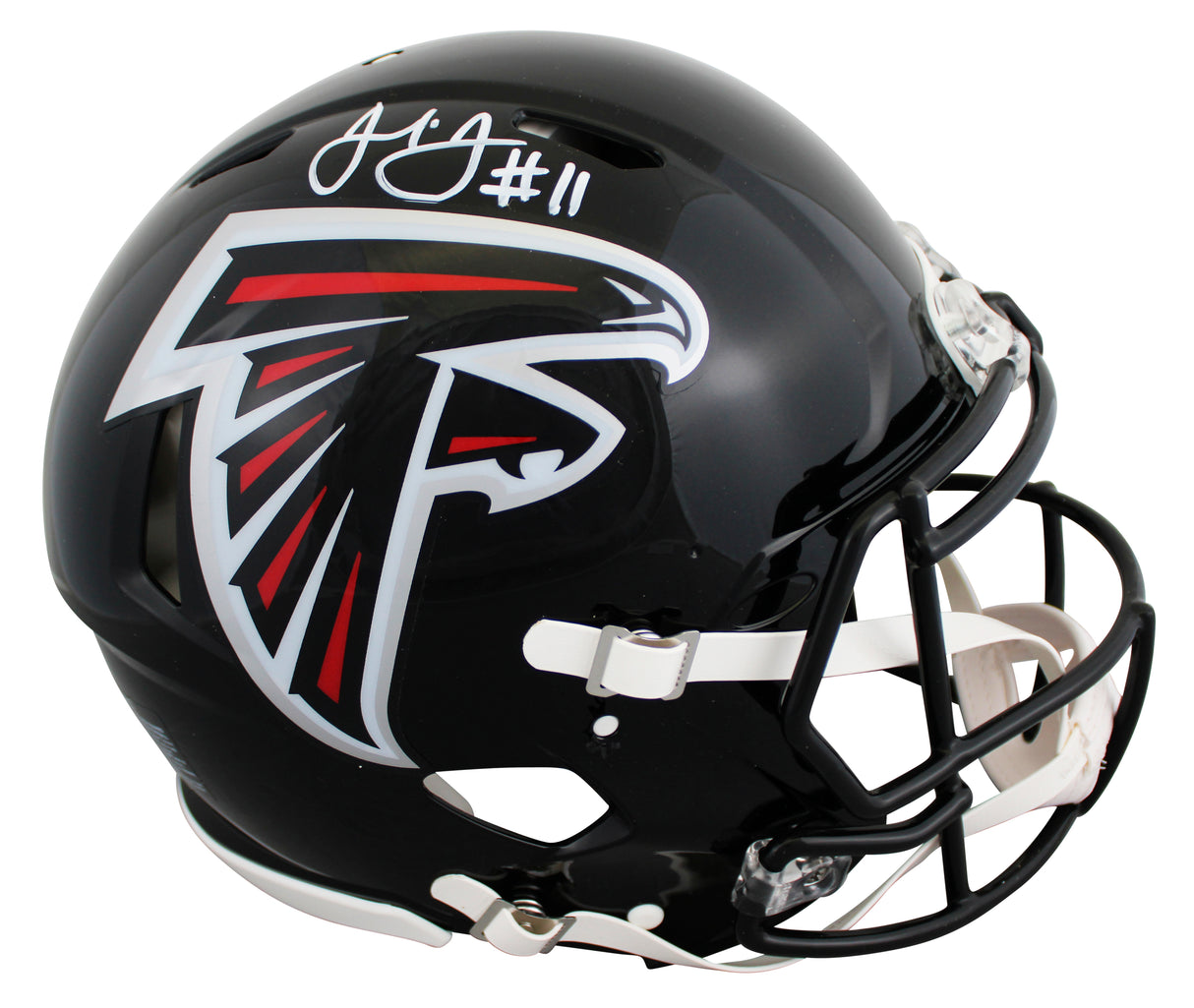 Falcons Julio Jones Signed 2003-19 TB F/S Speed Proline Helmet W/ Case BAS Wit