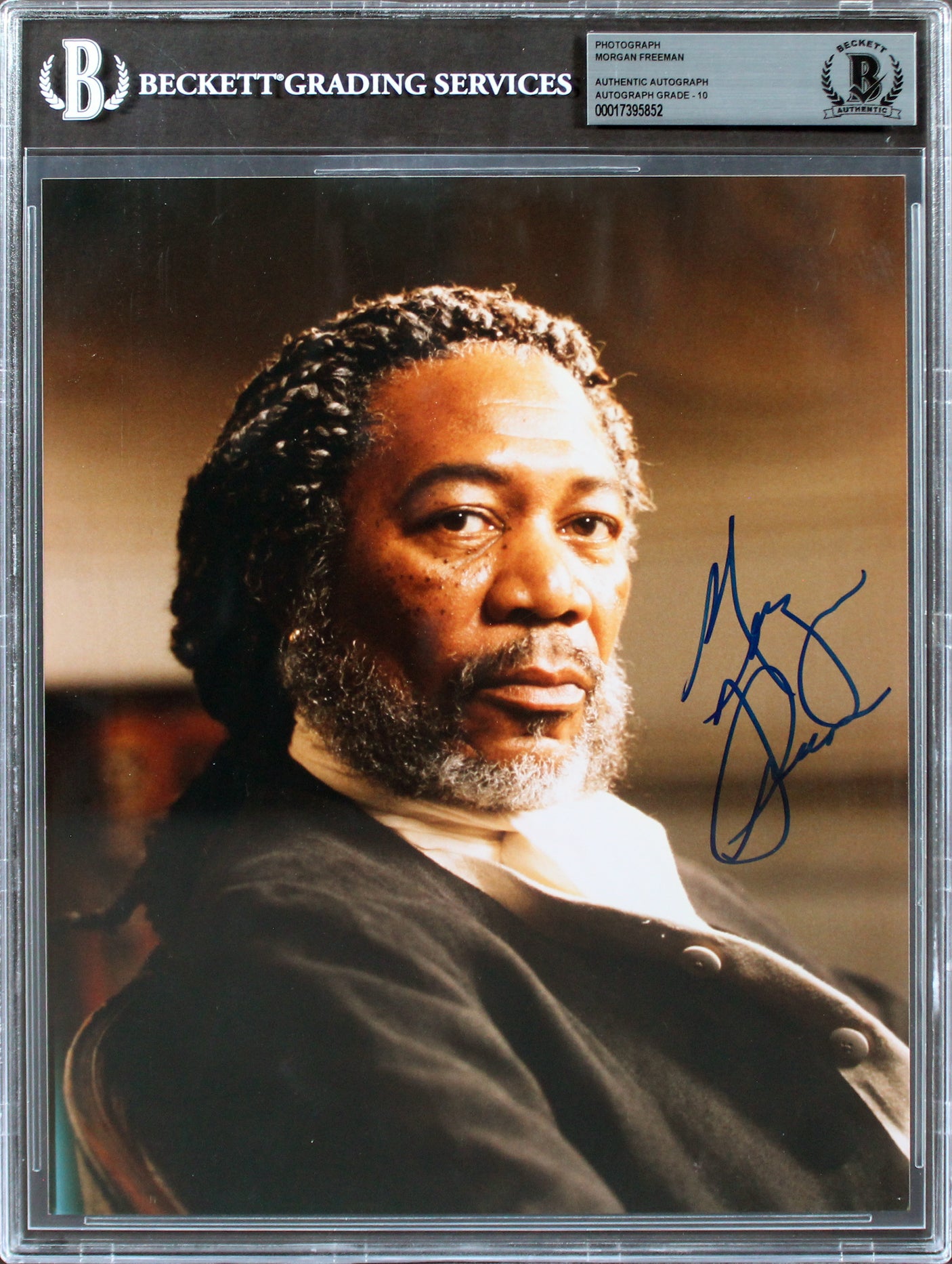 Morgan Freeman Amistad Authentic Signed 8x10 Photo Auto Graded 10! BAS Slabbed