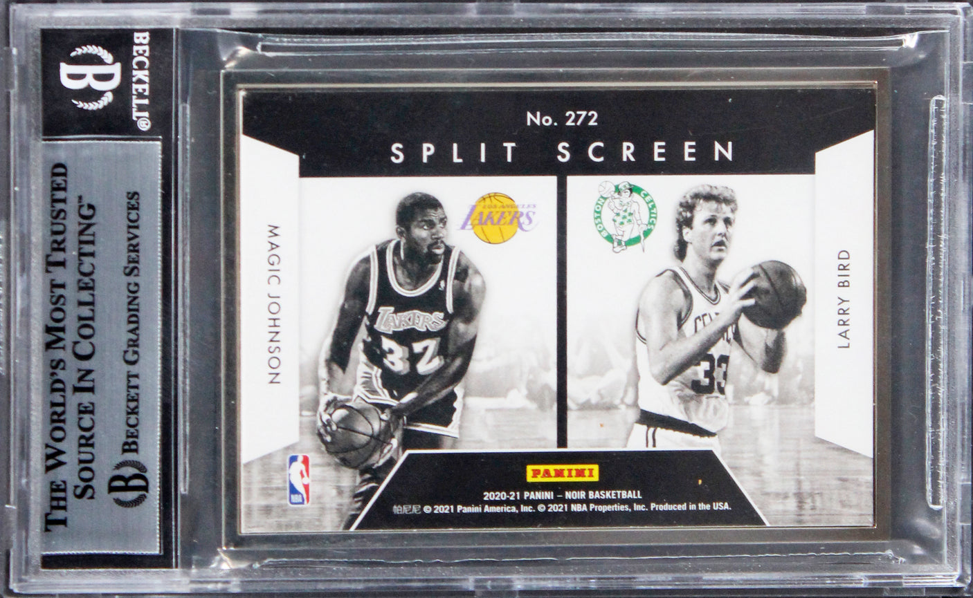 Larry Bird & Magic Johnson Signed 2020 Panini Noir SS #272 #17/25 Card BAS Slab