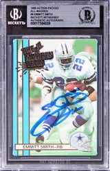 Cowboys Emmitt Smith Signed 1990 Action Packed All-Madden #9 Card BAS Slabbed
