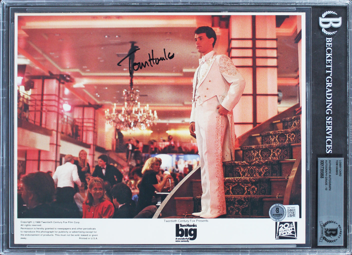 Tom Hanks Big Authentic Signed 8x10 Lobby Card Photo Auto Graded 10! BAS Slabbed