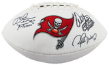 Bucs (4) Sapp, Barber, Alstott & Brooks Signed White Panel Logo Football BAS Wit