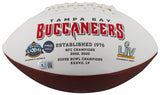 Bucs (4) Sapp, Barber, Alstott & Brooks Signed White Panel Logo Football BAS Wit