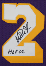 Lakers Magic Johnson "HOF 02" Signed M&N HWC Authentic Purple Framed Jersey BAS