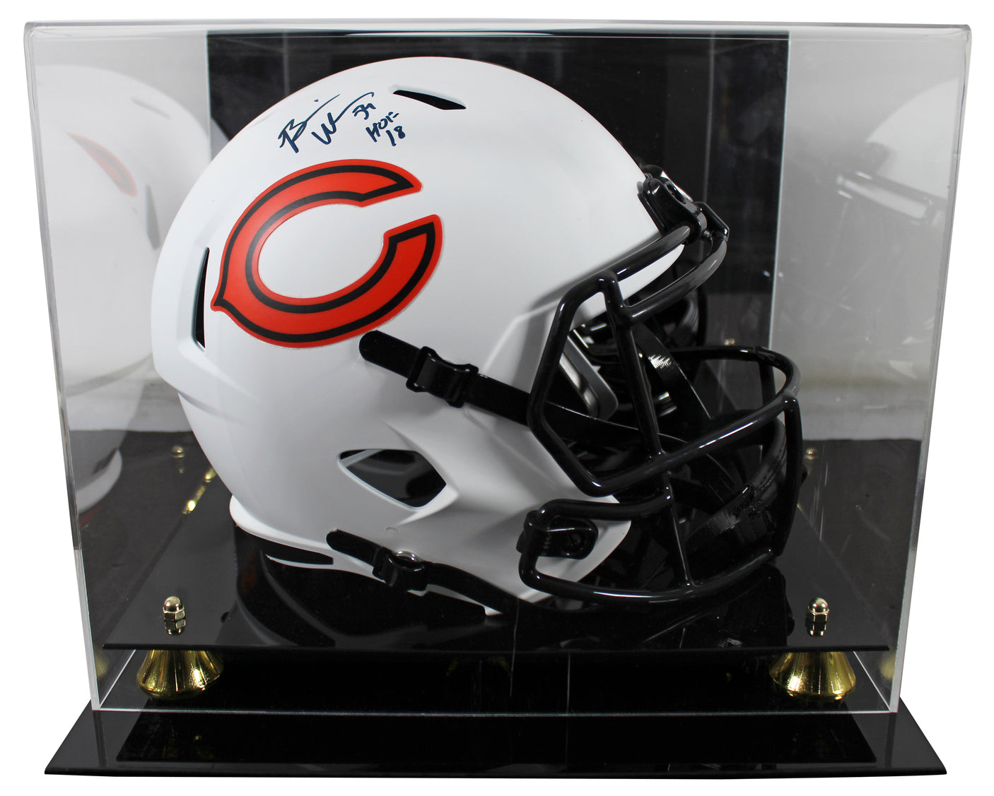 Bears Brian Urlacher "HOF 18" Signed Lunar F/S Speed Rep Helmet W/ Case BAS Wit