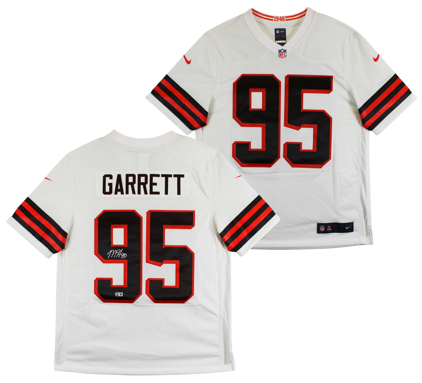 Browns Myles Garrett Authentic Signed White Nike Limited Jersey BAS Witnessed