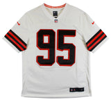Browns Myles Garrett Authentic Signed White Nike Limited Jersey BAS Witnessed