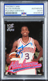 76ers Allen Iverson Signed 1996 Fleer Ultra #82 Rookie Card PSA/DNA Slabbed