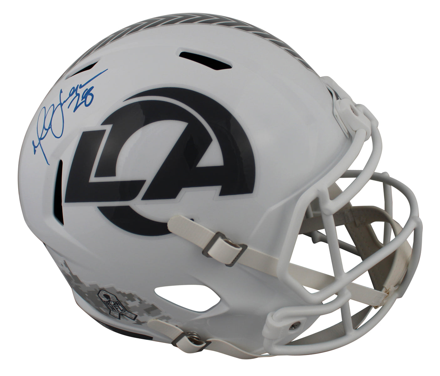 Rams Marshall Faulk Signed STS III Full Size Speed Rep Helmet w/ Case BAS Wit