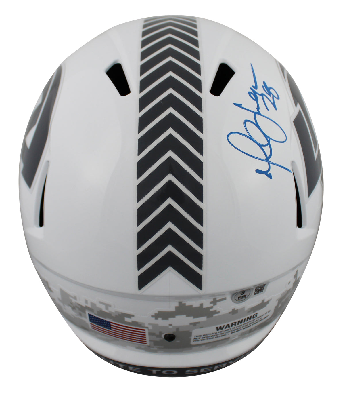 Rams Marshall Faulk Signed STS III Full Size Speed Rep Helmet w/ Case BAS Wit
