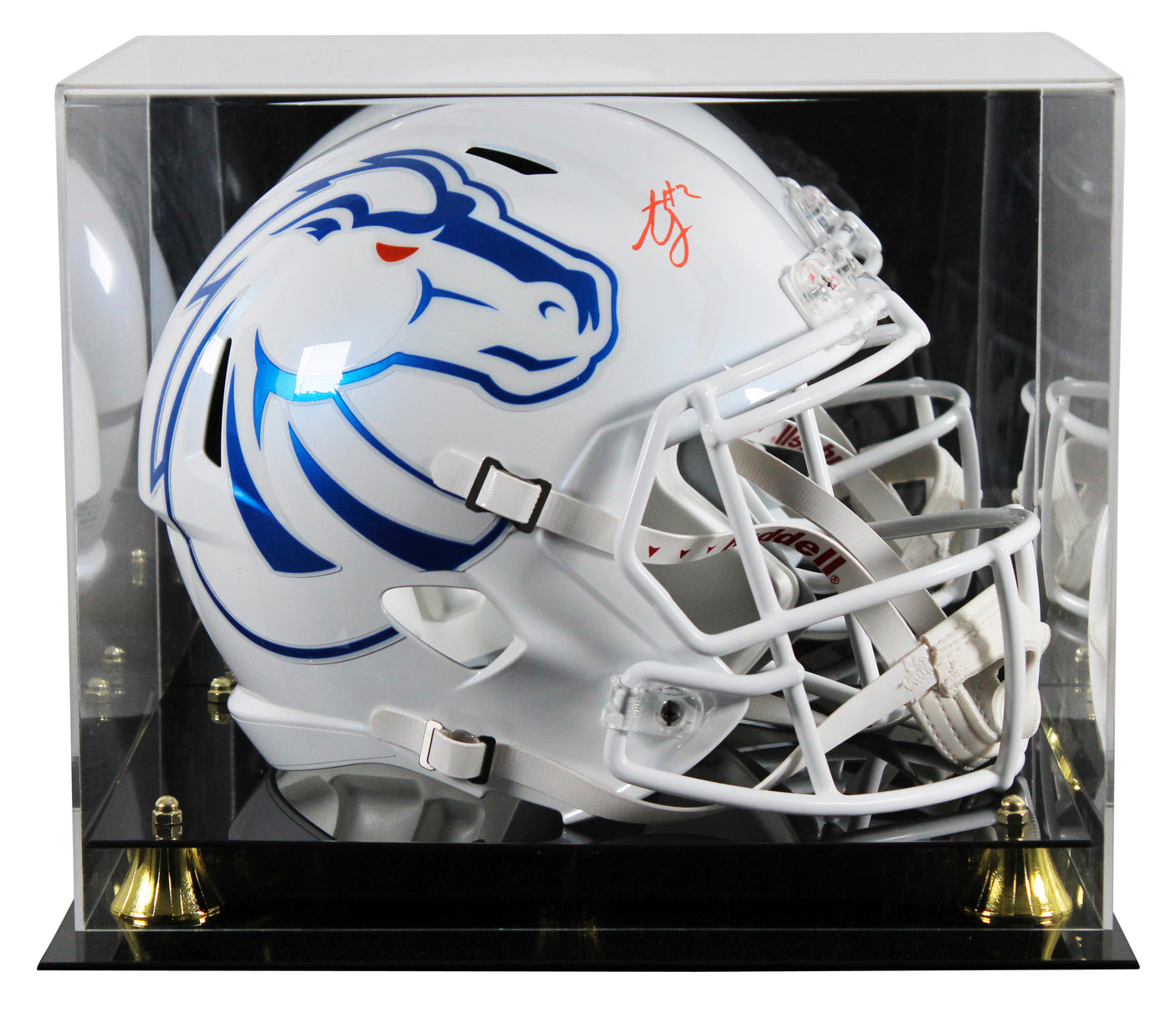 Boise State Ashton Jeanty Signed White Full Size Speed Rep Helmet W/ Case BAS W