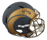 Rams Marshall Faulk Signed Slate Full Size Speed Rep Helmet BAS Witnessed