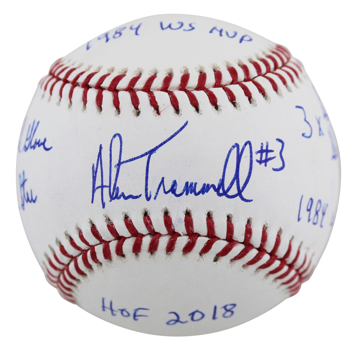 Tigers Alan Trammell "Career Stat" Authentic Signed Oml Baseball w/Case BAS Wit