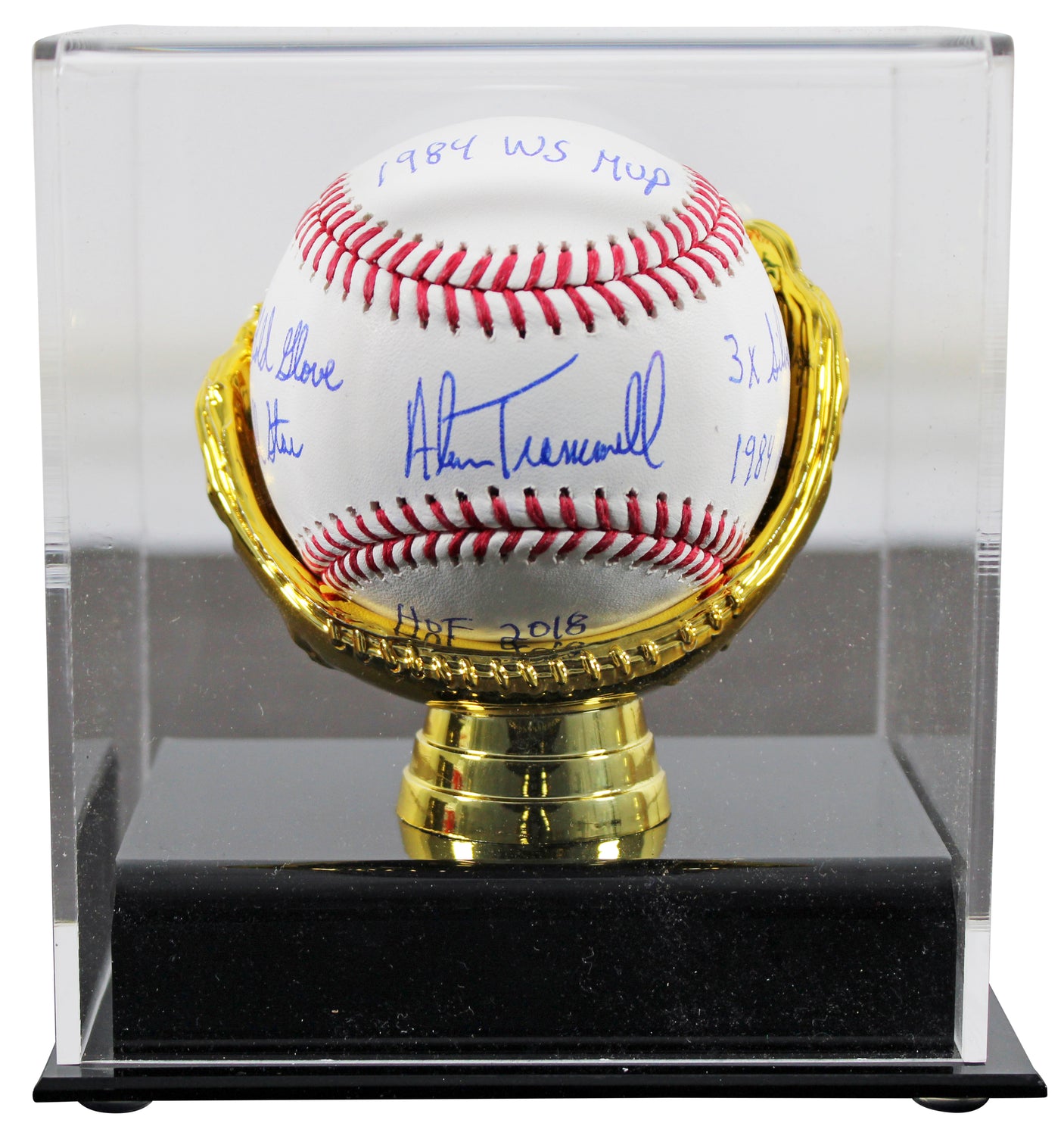 Tigers Alan Trammell "Career Stat" Authentic Signed Oml Baseball w/Case BAS Wit