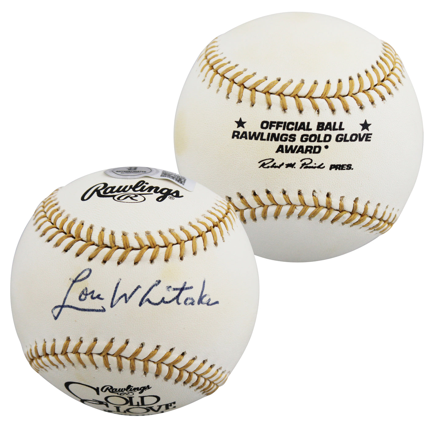 Tigers Lou Whitaker Signed Rawlings Gold Glove Logo OML Baseball BAS #BV01148