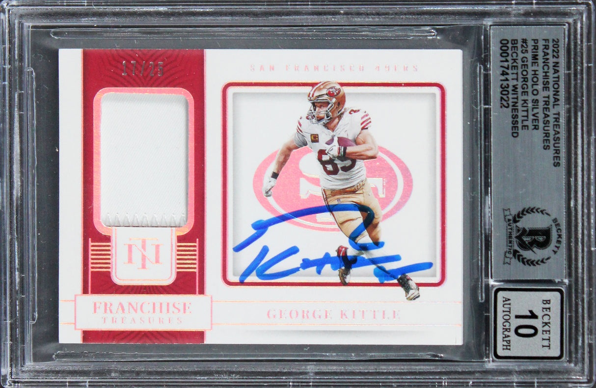 George Kittle Signed 2022 Natl Treasures FT #25 17/25 Card Auto 10 BAS Slab